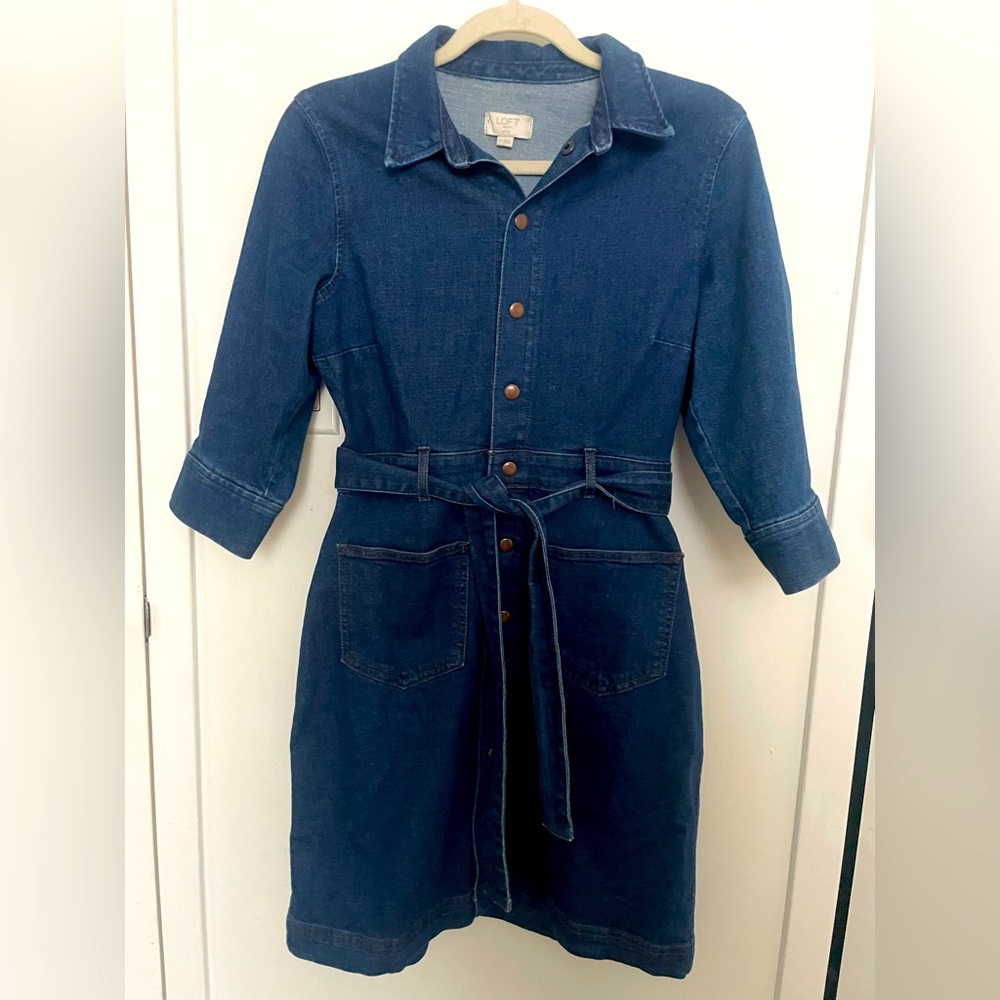 LOFT Denim Mini Dress with belt